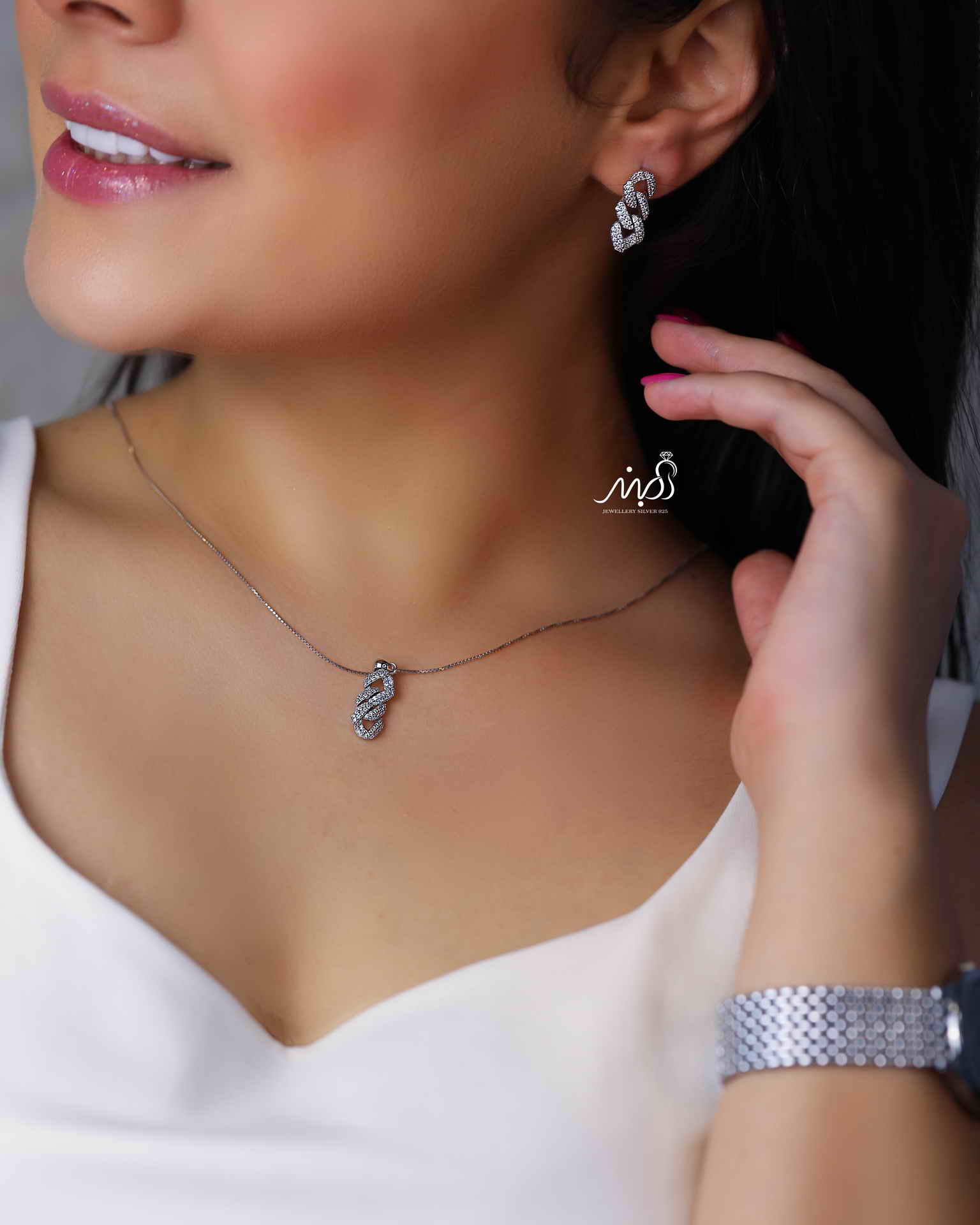 💍نیم ست کارتیر (آويز ، گوشواره ) خاص و زیبا ، نقره عیار ۹۲۵(N_4281)