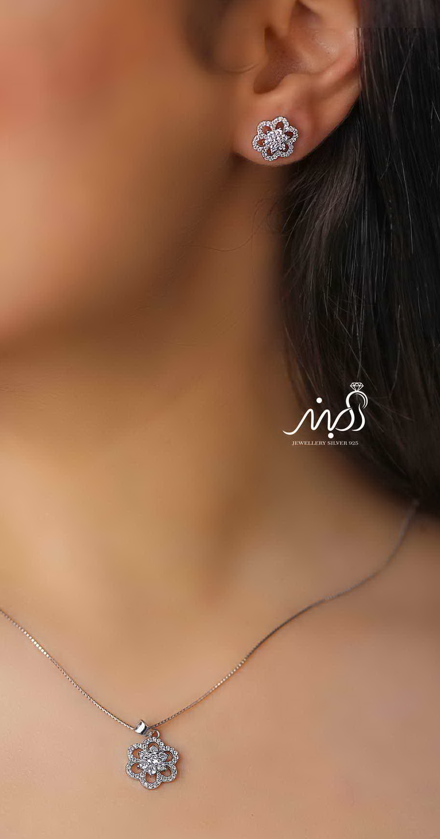 💍نیم ست ظریف (آويز ، گوشواره ) خاص و زیبا ، نقره عیار ۹۲۵(N_4268)
