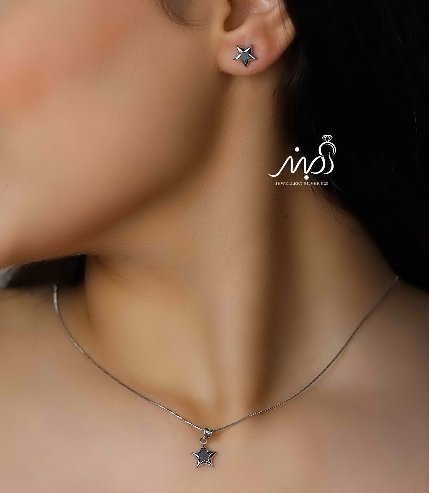 💍نیم ست ستاره (آويز ، گوشواره ) خاص و زیبا ، نقره عیار ۹۲۵(N_4289)
