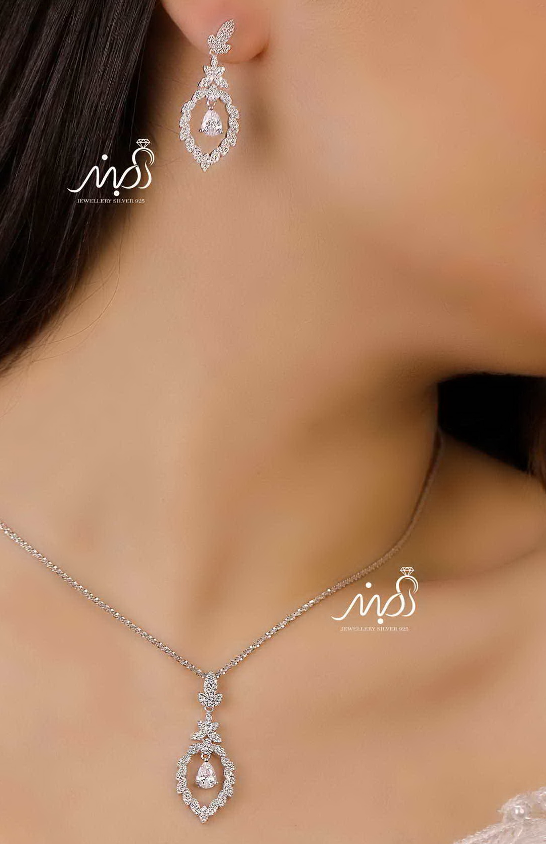 💍نیم ست جواهری (آويز ، گوشواره ) خاص و زیبا ، نقره عیار ۹۲۵(N_4253)