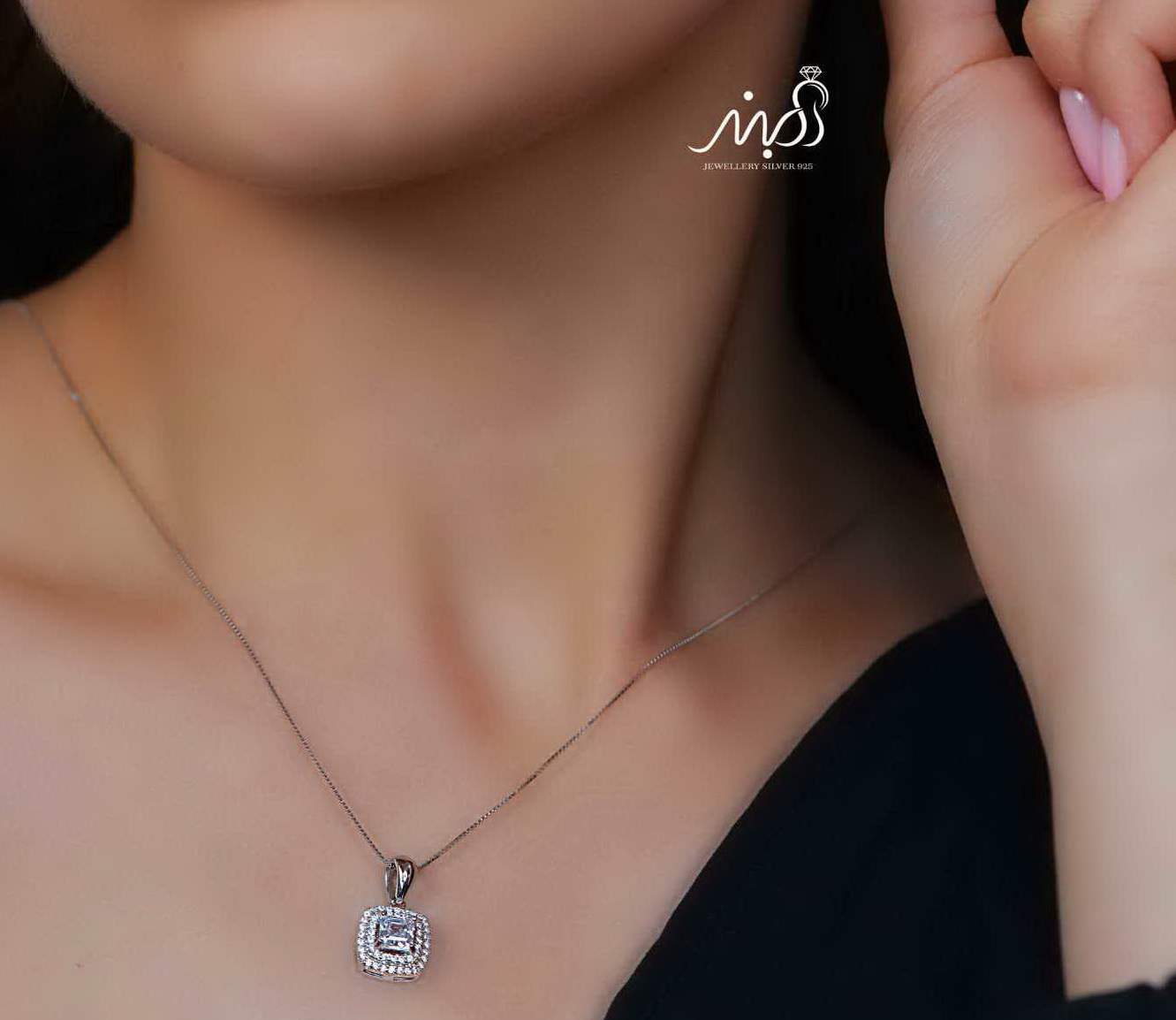 💍نیم ست جواهری مربعی (آويز و گوشواره ) خاص و زیبا ، نقره عیار ۹۲۵( N_4398)