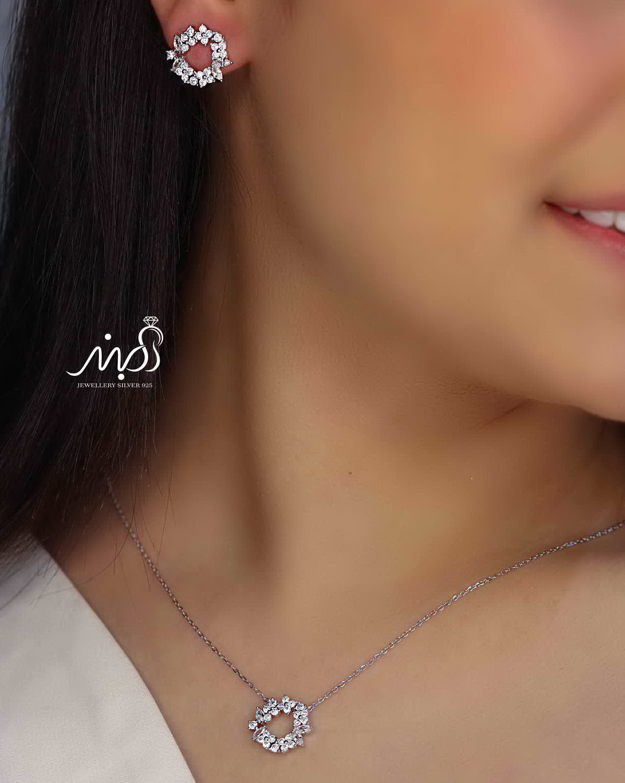 💍نیم ست جواهری خاص و زیبا ، نقره عیار ۹۲۵(N_4315)