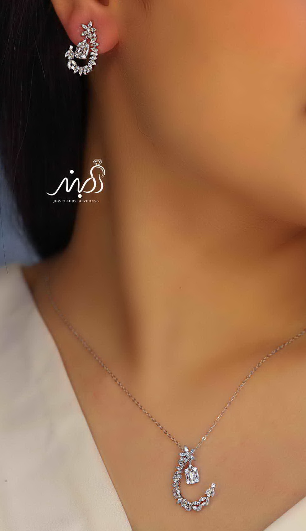 💍نیم ست جواهری خاص و زیبا ، نقره عیار ۹۲۵(N_4322)