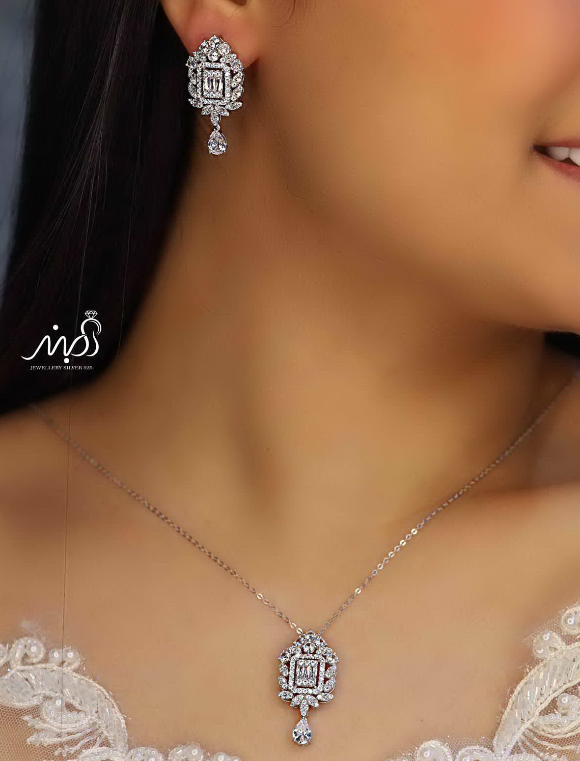 💍نیم ست جواهری لاکچری خاص و زیبا ، نقره عیار ۹۲۵(N_4317)