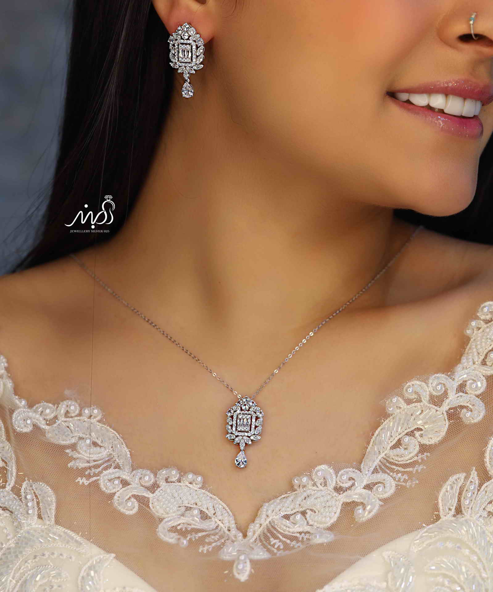 💍نیم ست جواهری لاکچری خاص و زیبا ، نقره عیار ۹۲۵(N_4317)