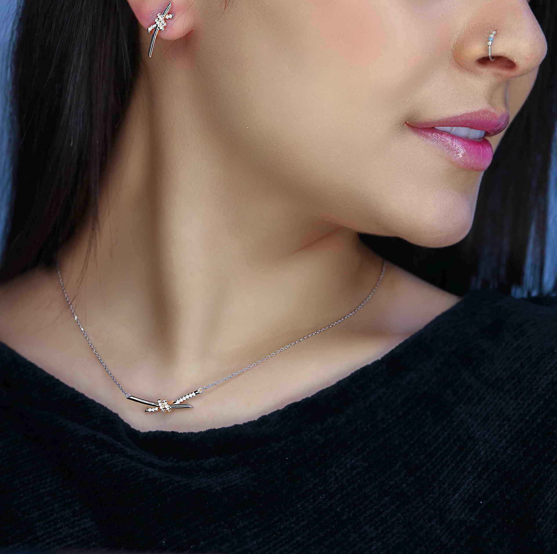 💍نیم ست جواهری جذاب خاص و زیبا ، نقره عیار ۹۲۵(N_4324)