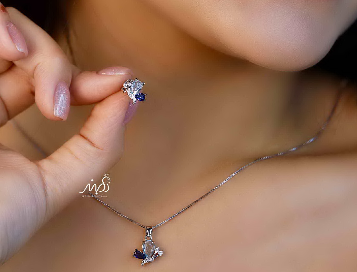 💍نیم ست پروانه (آويز و گوشواره) خاص و زیبا ، نقره عیار ۹۲۵( N_4342)