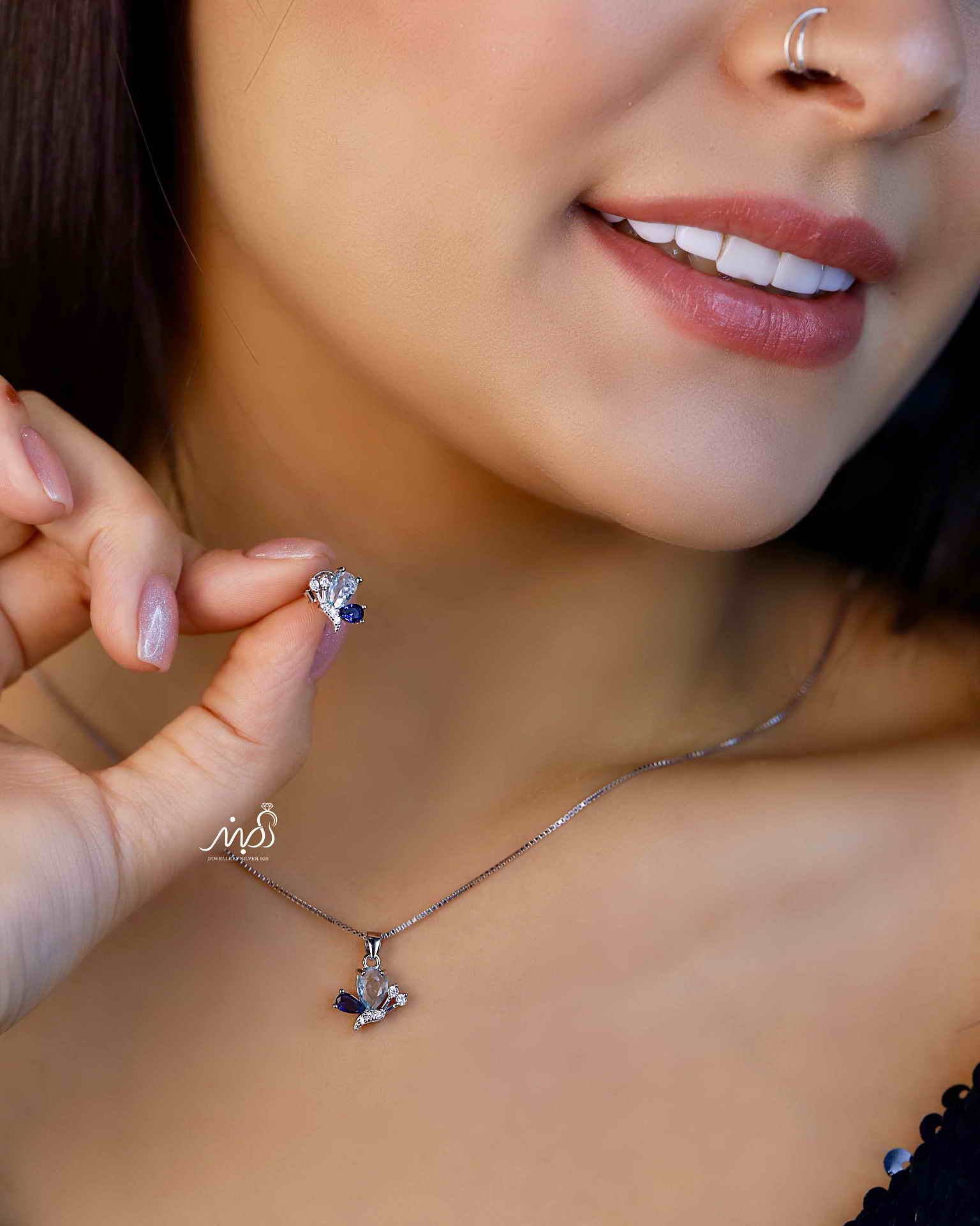 💍نیم ست پروانه (آويز و گوشواره) خاص و زیبا ، نقره عیار ۹۲۵( N_4342)