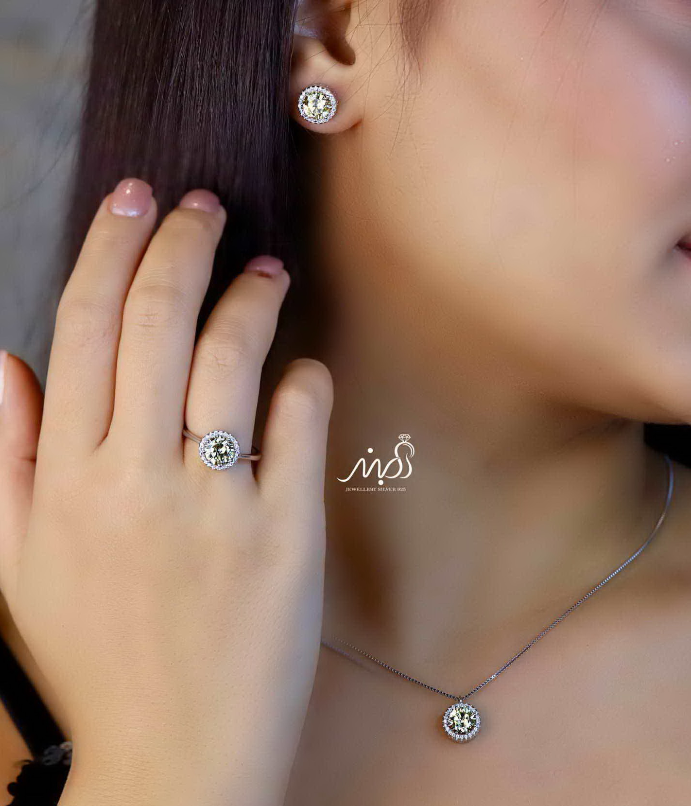 💍نیم ست جواهری با نگين سیترين خاص و زيبا نقره عیار ۹۲۵ (اويز، گوشواره و انگشتر )(N_4353)‌‌‌‌‌‌ ‌