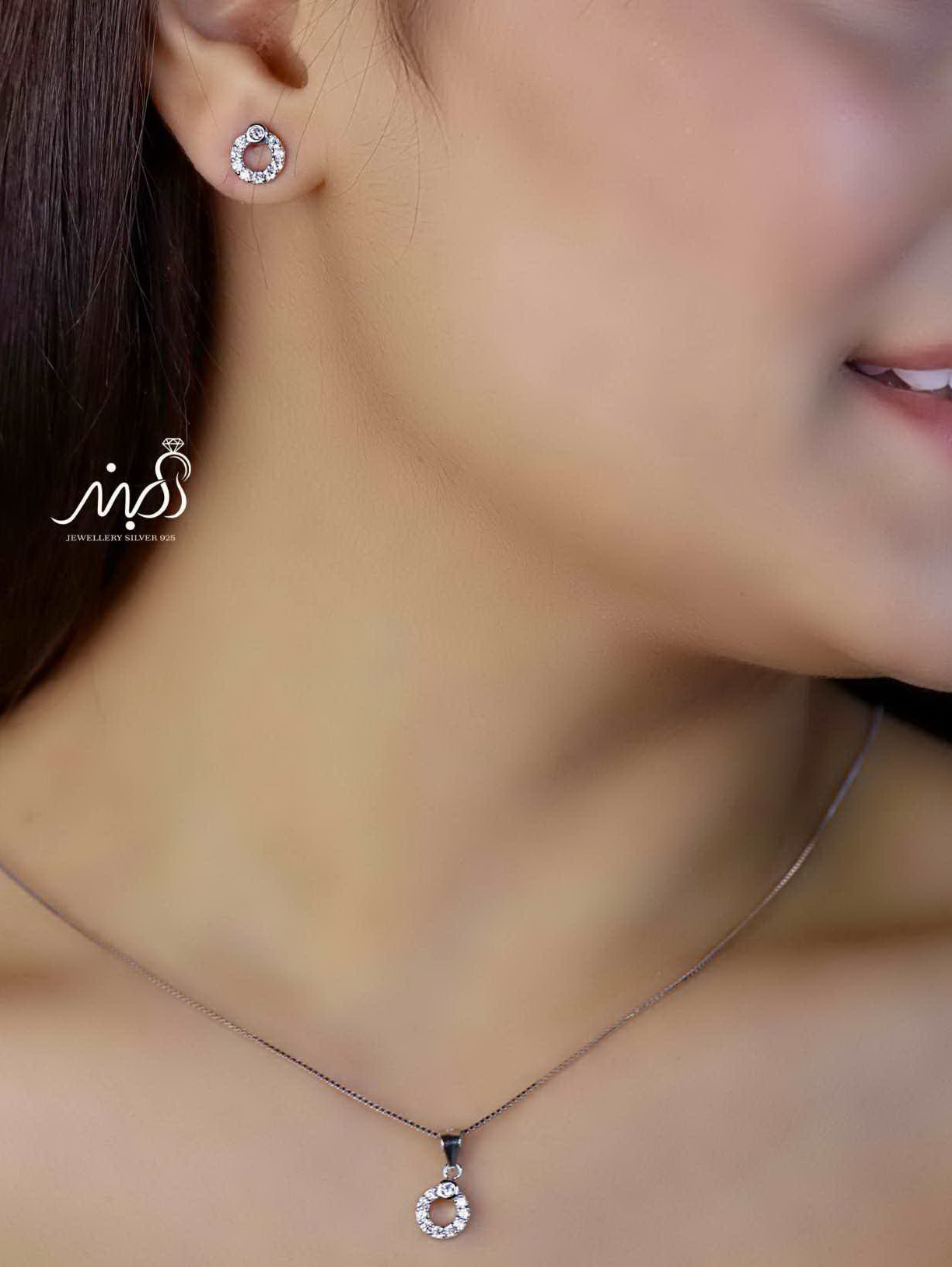 💍نیم ست جواهری (آويز و گوشواره) خاص و زیبا ، نقره عیار ۹۲۵( N_4350)