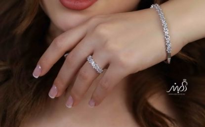 💍دستبند و انگشتر جواهری خاص و زیبا ، نقره عیار 925 (D_7165)