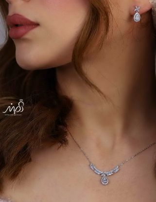 💍نیم ست جواهری خاص و زيبا نقره عیار ۹۲۵ (گردنبندو گوشواره )(N_4371)‌‌‌‌‌‌ ‌