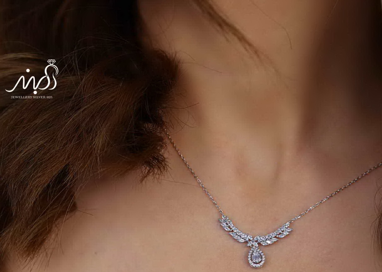 💍نیم ست جواهری خاص و زيبا نقره عیار ۹۲۵ (گردنبندو گوشواره )(N_4371)‌‌‌‌‌‌ ‌