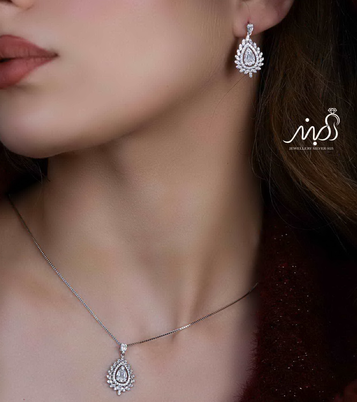 💍نیم ست جواهری(آويز و گوشواره) خاص و زیبا ، نقره عیار ۹۲۵( N_4368)