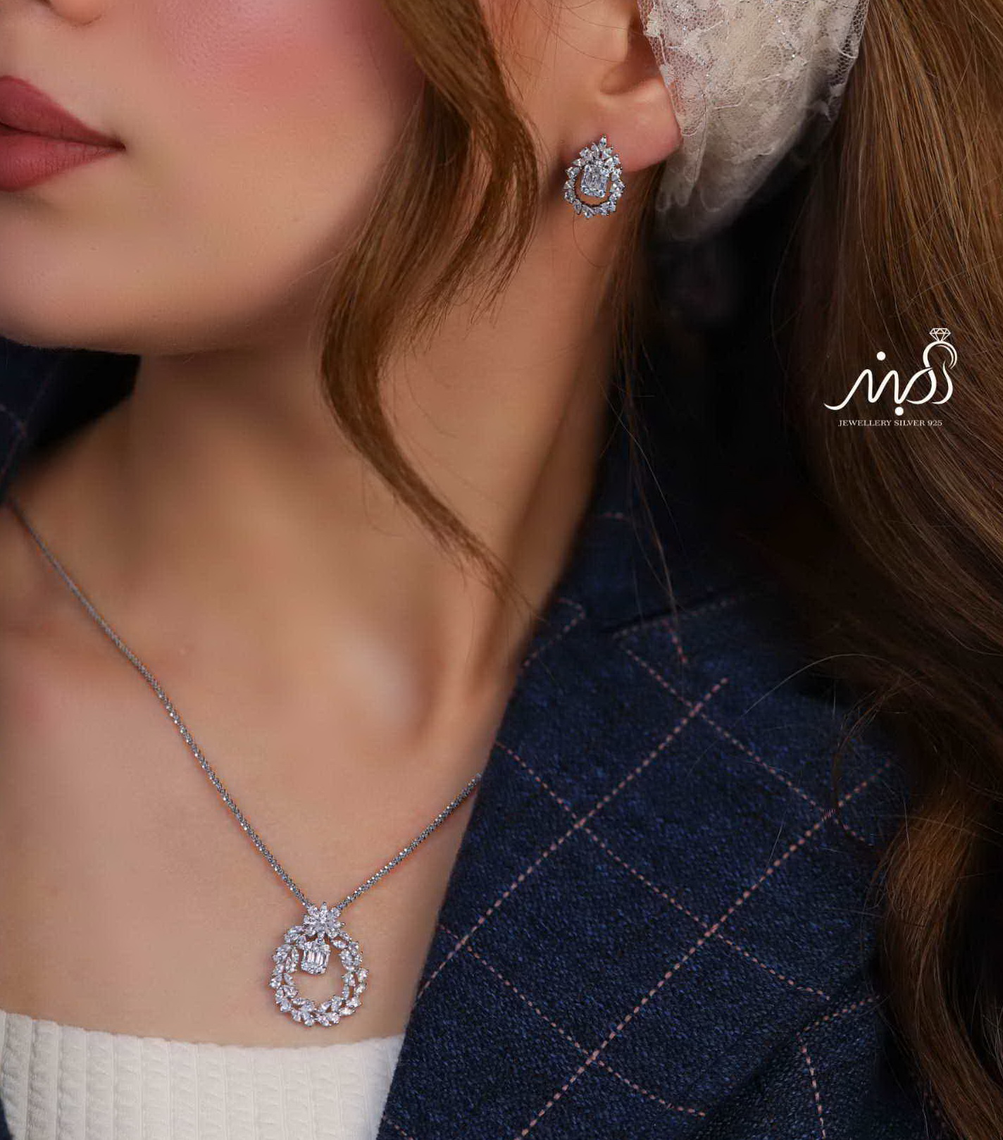 	💍نیم ست جواهری خاص و زيبا نقره عیار ۹۲۵ (آويز و گوشواره )(N_4376)‌‌‌‌‌‌ ‌