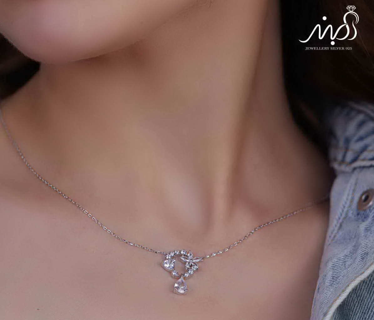 💍نیم ست جواهری خاص و زيبا نقره عیار ۹۲۵ (گردنبندو گوشواره )(N_4375)‌‌‌‌‌‌ ‌