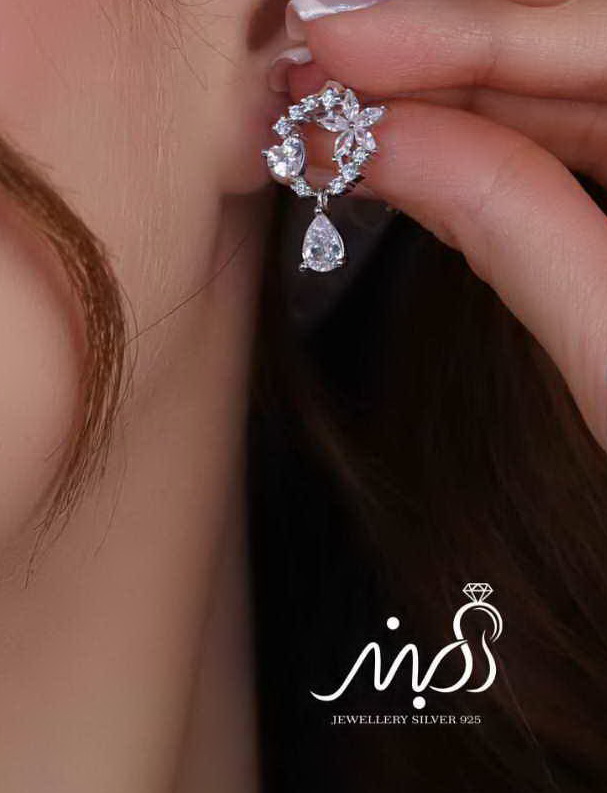 💍نیم ست جواهری خاص و زيبا نقره عیار ۹۲۵ (گردنبندو گوشواره )(N_4375)‌‌‌‌‌‌ ‌
