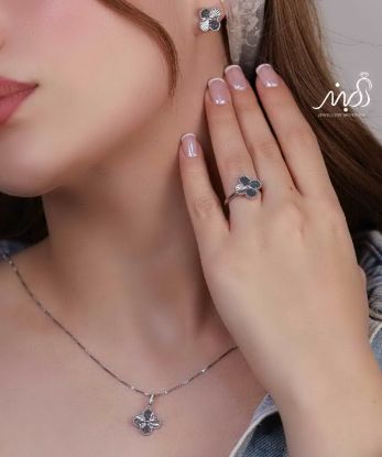 💍نیم ست ونکلیف(آويز و گوشواره و انگشتر) خاص و زیبا ، نقره عیار ۹۲۵( N_4373)