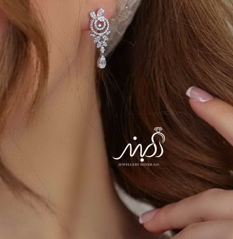💍نیم ست جواهری خاص و زيبا نقره عیار ۹۲۵ (آويز و گوشواره )(N_4372)‌‌‌‌‌‌ ‌