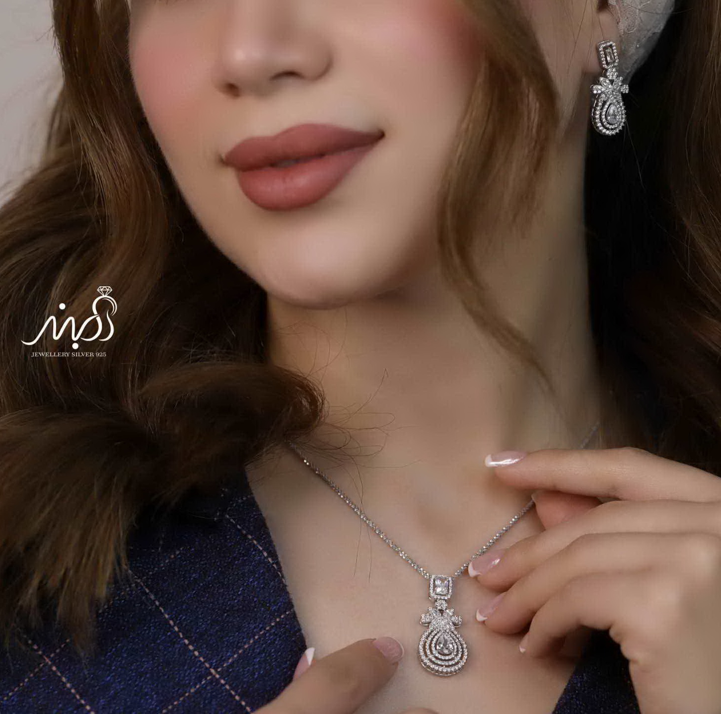 💍نیم ست جواهری لاکچری خاص و زيبا نقره عیار ۹۲۵ (آويز و گوشواره )(N_4379)‌‌‌‌‌‌ ‌