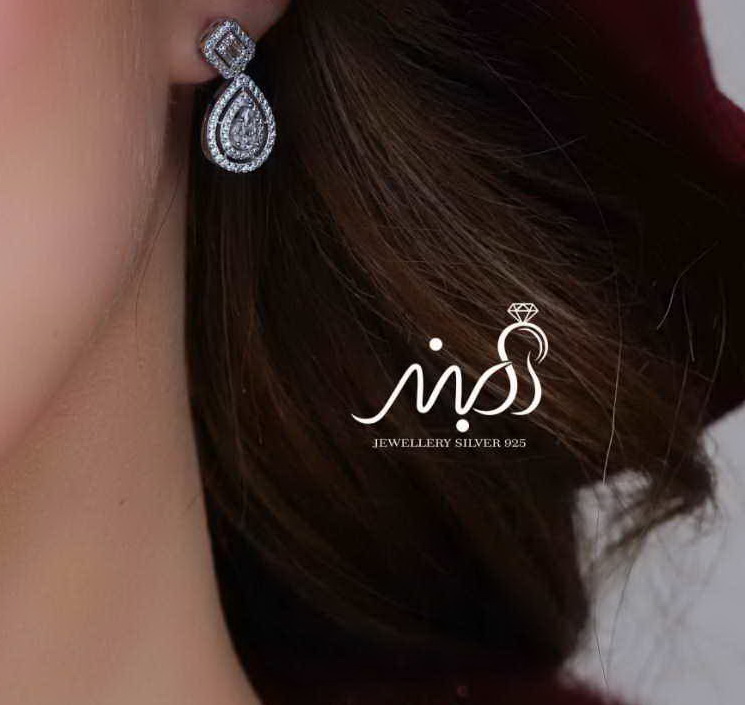 💍نیم ست جواهری خاص و زيبا نقره عیار ۹۲۵ (گردنبندو گوشواره )(N_4378)‌‌‌‌‌‌ ‌