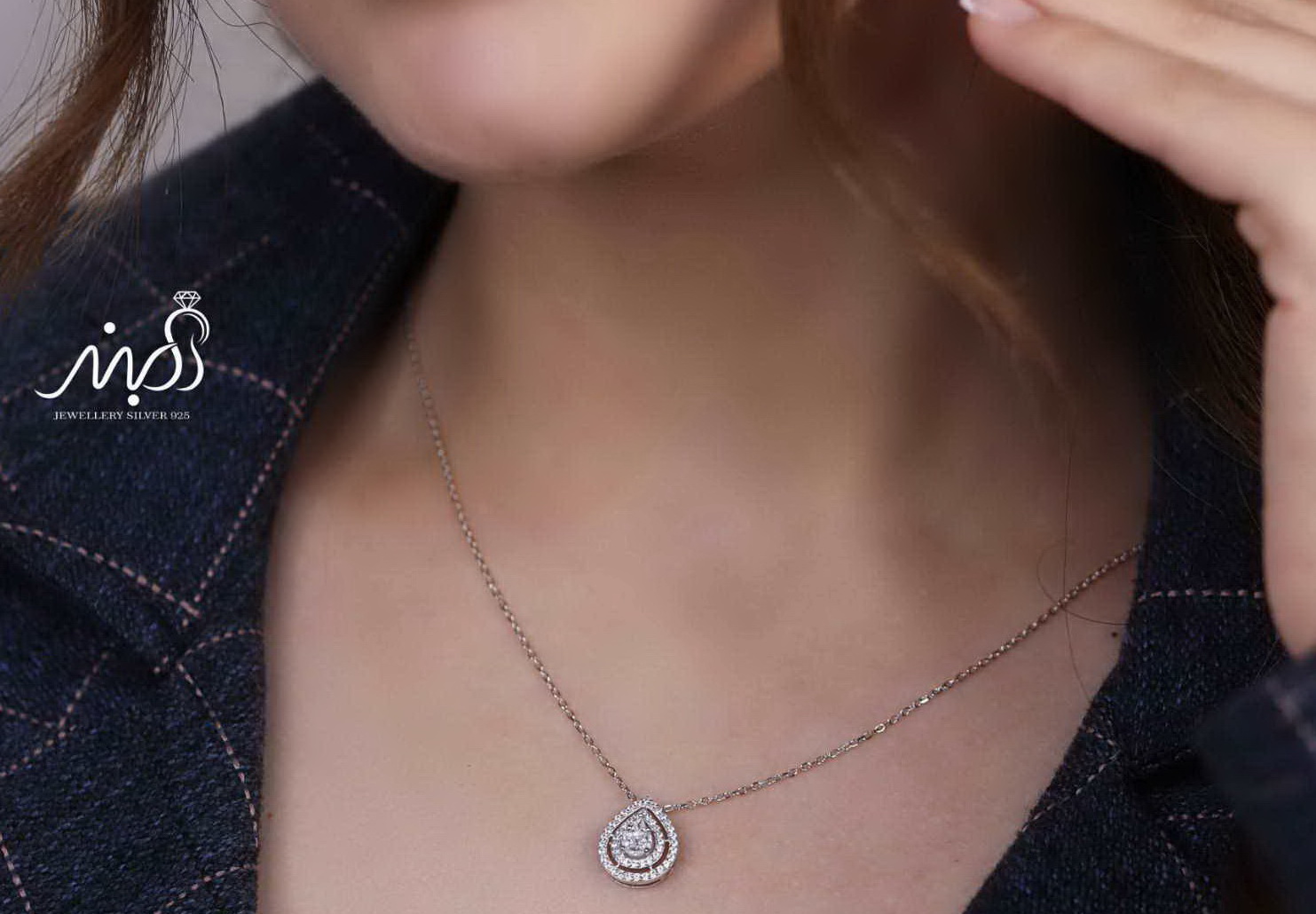 💍نیم ست جواهری خاص و زيبا نقره عیار ۹۲۵ (گردنبندو گوشواره )(N_4377)‌‌‌‌‌‌ ‌