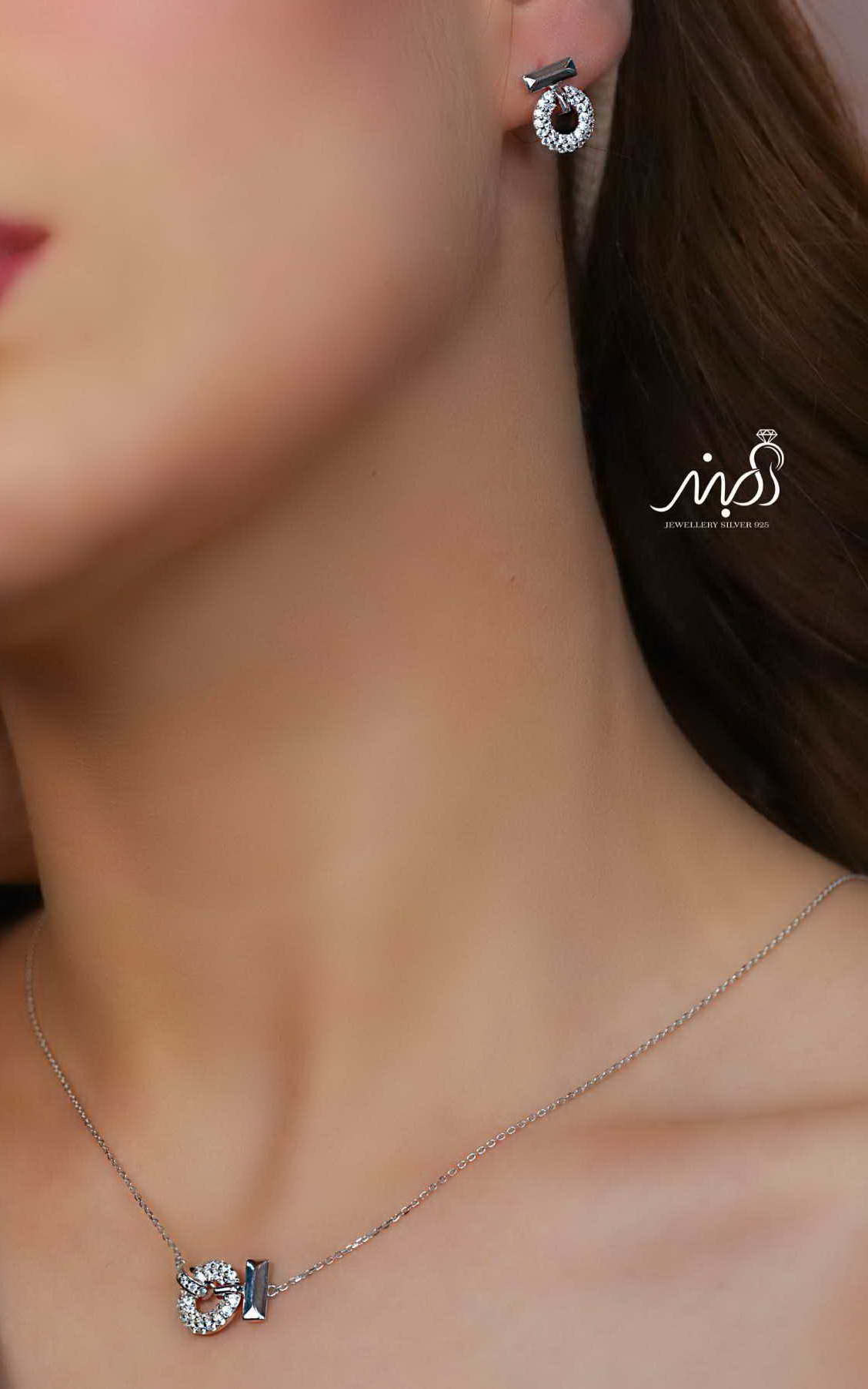 💍نیم ست جواهری (گردنبند و گوشواره ) خاص و زیبا ، نقره عیار ۹۲۵( N_4389)