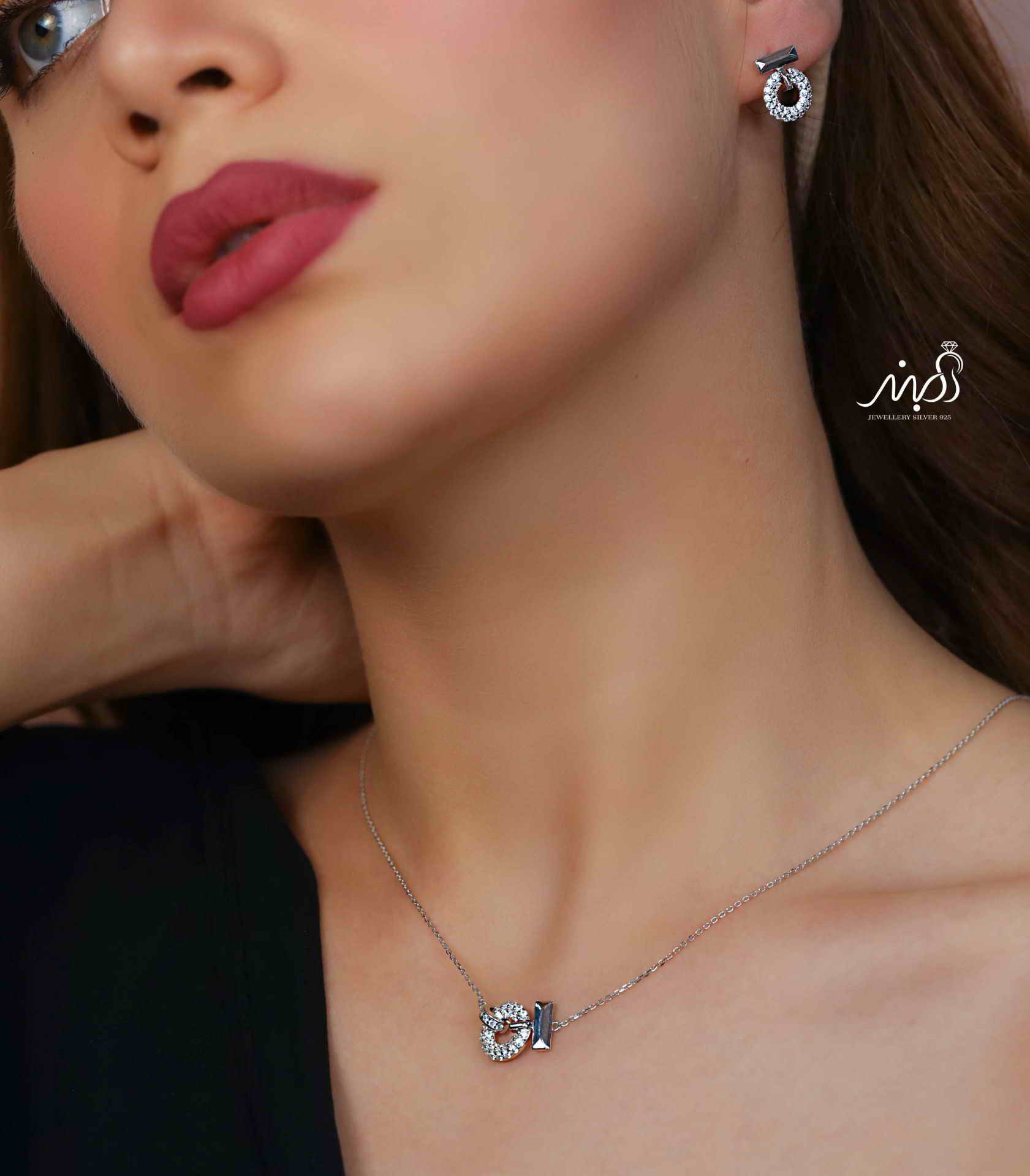 💍نیم ست جواهری (گردنبند و گوشواره ) خاص و زیبا ، نقره عیار ۹۲۵( N_4389)