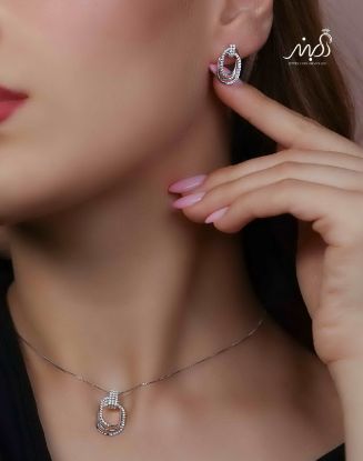 💍نیم ست جواهری (آويز و گوشواره ) خاص و زیبا ، نقره عیار ۹۲۵( N_4395)