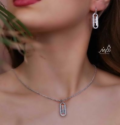 	💍نیم ست جواهری (آويز و گوشواره ) خاص و زیبا ، نقره عیار ۹۲۵( N_4394)
