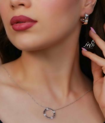 💍نیم ست جواهری (گردنبند و گوشواره ) خاص و زیبا ، نقره عیار 925( N_4388)