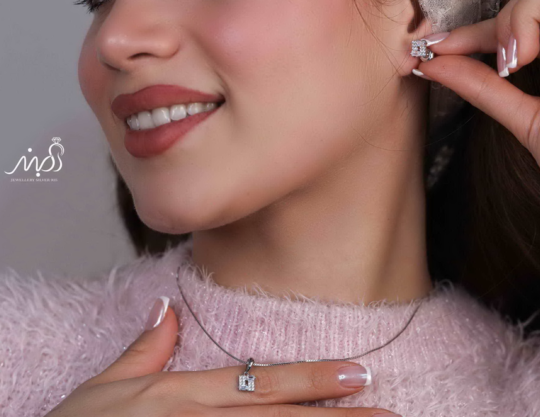 💍نیم ست جواهری(آويز و گوشواره) خاص و زیبا ، نقره عیار ۹۲۵( N_4358)