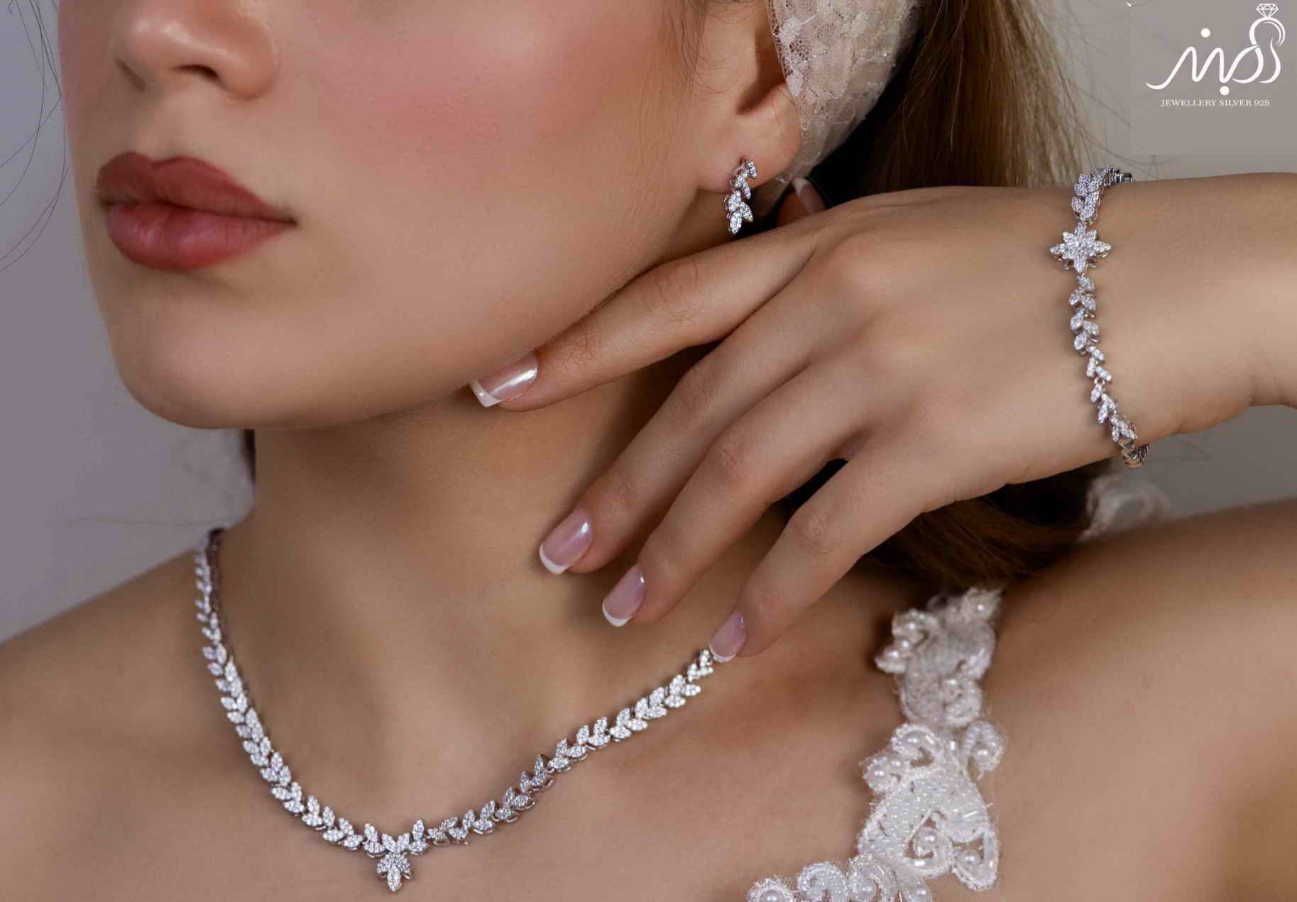 💍سرويس جواهری خاص و زيبا(گردنبند ، گوشواره ، دستبند) نقره عیار 925 (S_6042)‌‌‌‌‌‌ ‌