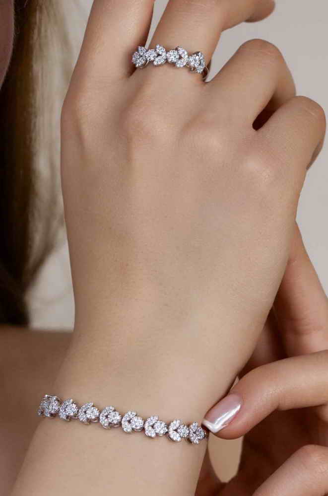 💍سرويس جواهری خاص و زيبا(گردنبند ، گوشواره ، دستبند،انگشتر) نقره عیار 925 (S_6040)‌‌‌‌‌‌ ‌
