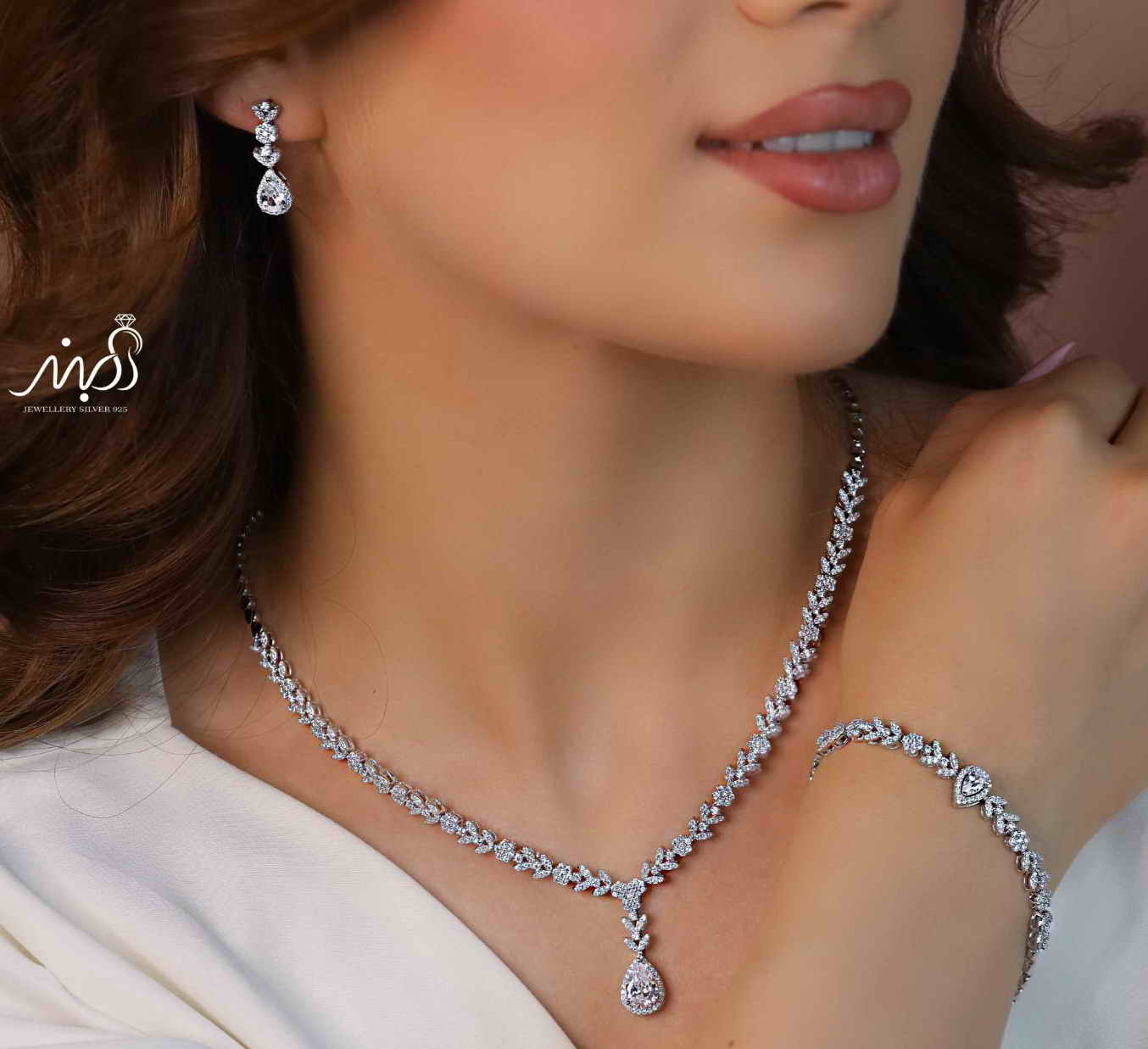💍سرويس جواهری خاص و زيبا(گردنبند ، گوشواره ، دستبند ) نقره عیار 925 (S_6052)‌‌‌‌‌‌ ‌