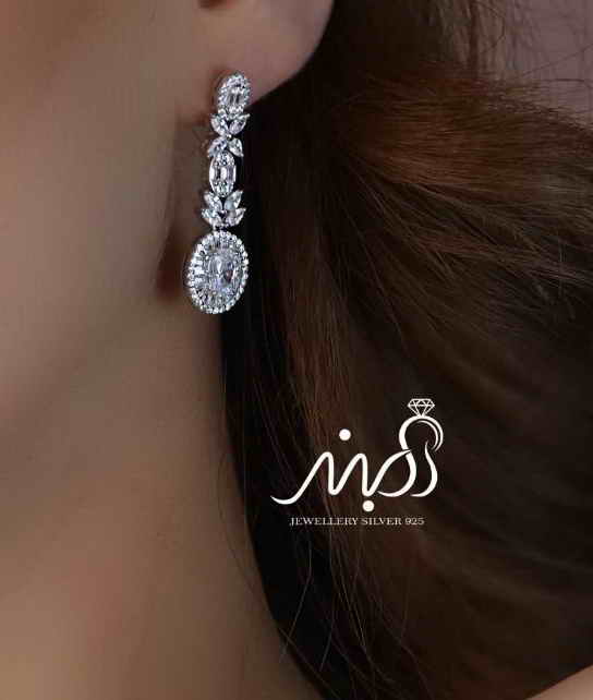 	💍سرويس جواهری خاص و زيبا(گردنبند ، گوشواره ، دستبند و انگشتر) نقره عیار 925 (S_6050)‌‌‌‌‌‌ ‌