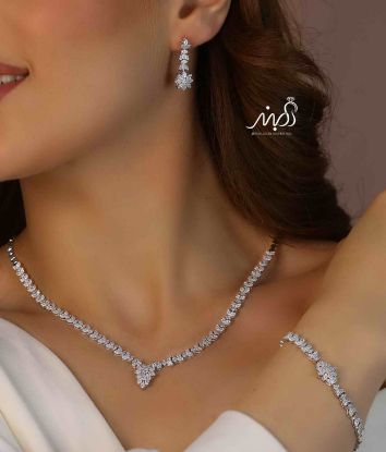 💍سرويس جواهری خاص و زيبا(گردنبند ، گوشواره ، دستبند ) نقره عیار 925 (S_6053)‌‌‌‌‌‌ ‌