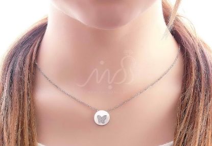 	💍گردنبند طرح جواهر صدف و پروانه ؛ با طراحی زیبا و ظریف نقره عیار ۹۲۵ (G_3043)
