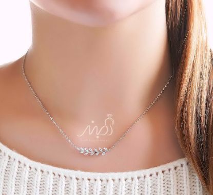 💍گردنبند جواهری طرح برگ ؛ زیبا و ظریف ؛ نقره عیار ۹۲۵ با روکش طلا سفید‌‌ ‌‌