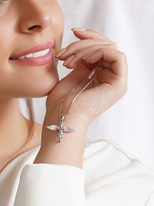 💍گردنبند طرح آنجل با زنجیر ونیزی؛ با طراحی زیبا و خاص نقره عیار 925 (G_3095)