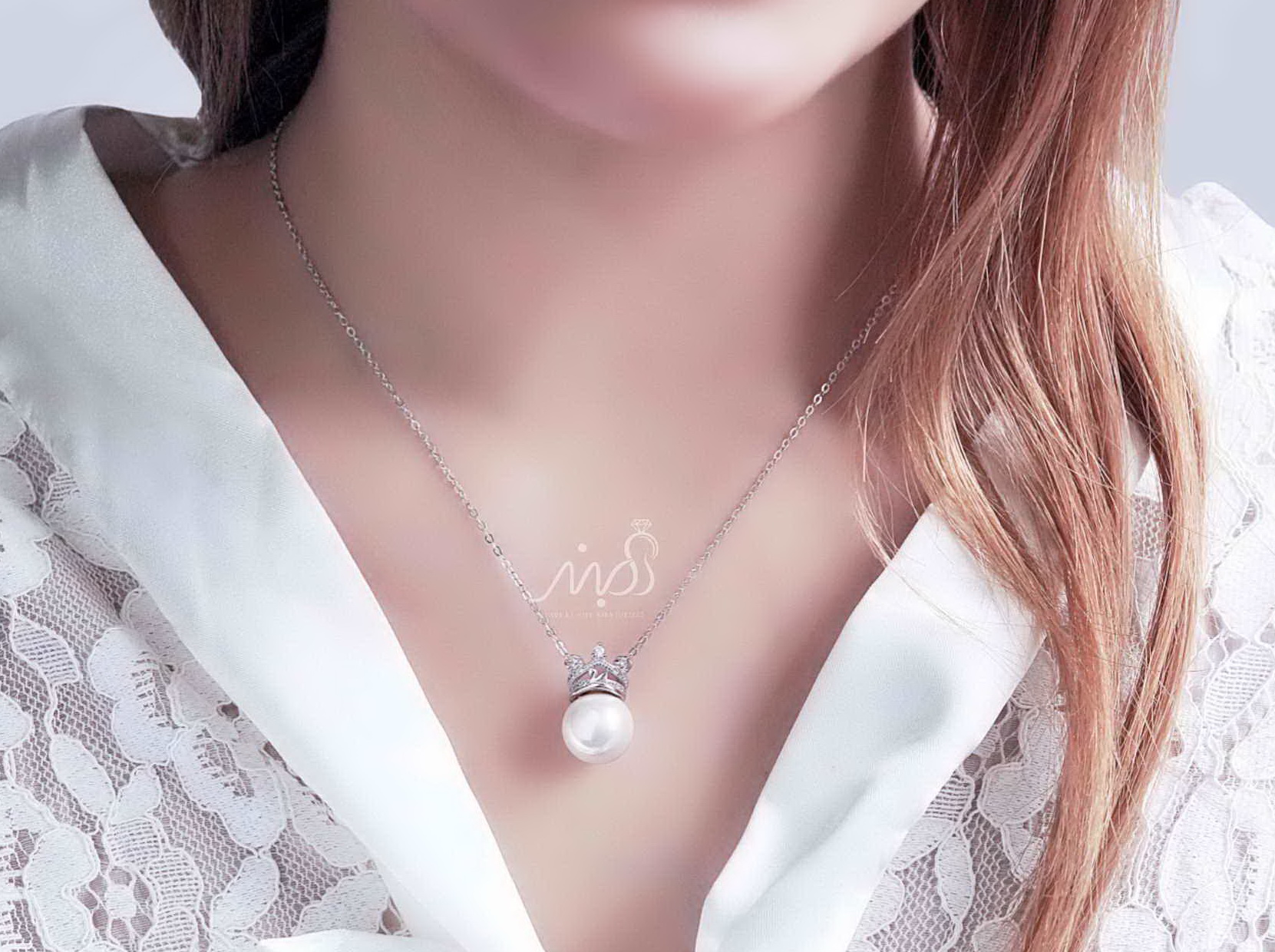 💍گردنبند تاج مرواريدي ؛ با طراحی خاص نقره عیار ۹۲۵ (G_3030)