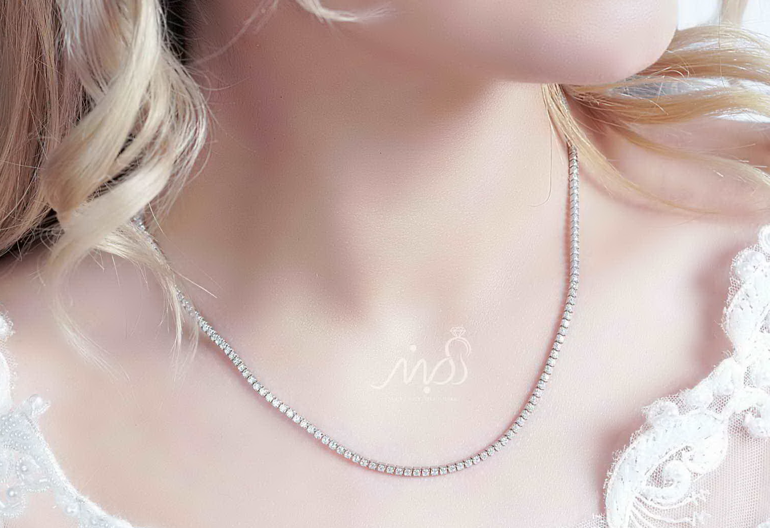 💍گردنبند طرح جواهر پرطرفدار تنیسی 2 میل ؛ نقره عیار 925 (G_3121)