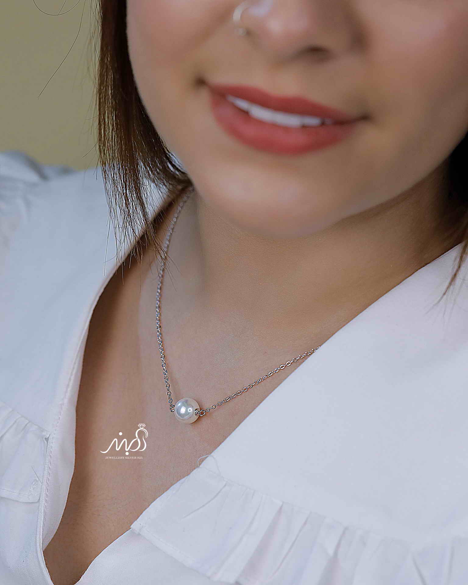 	💍گردنبند طرح جواهر دونه برف ؛ با طراحی زیبا و ظریف نقره عیار ۹۲۵(G_3123)