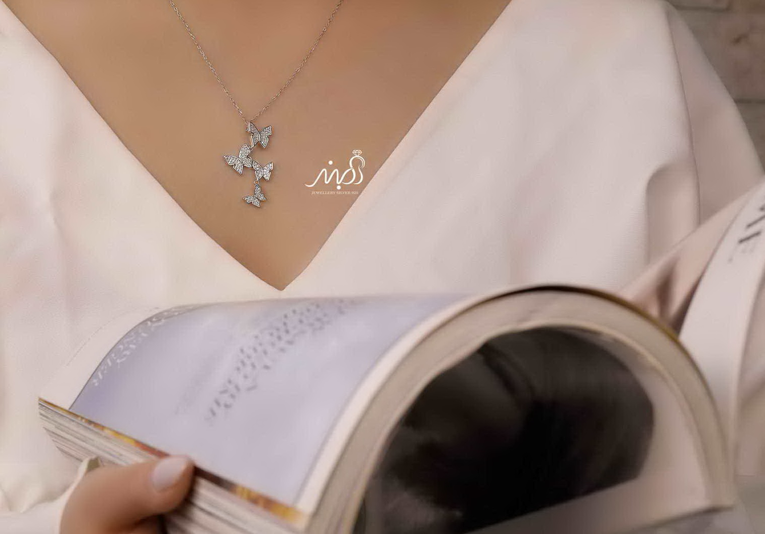 	💍گردنبند پروانه خاص و زیبا ، نقره عیار ۹۲۵ (G_3173)‌‌‌‌‌‌