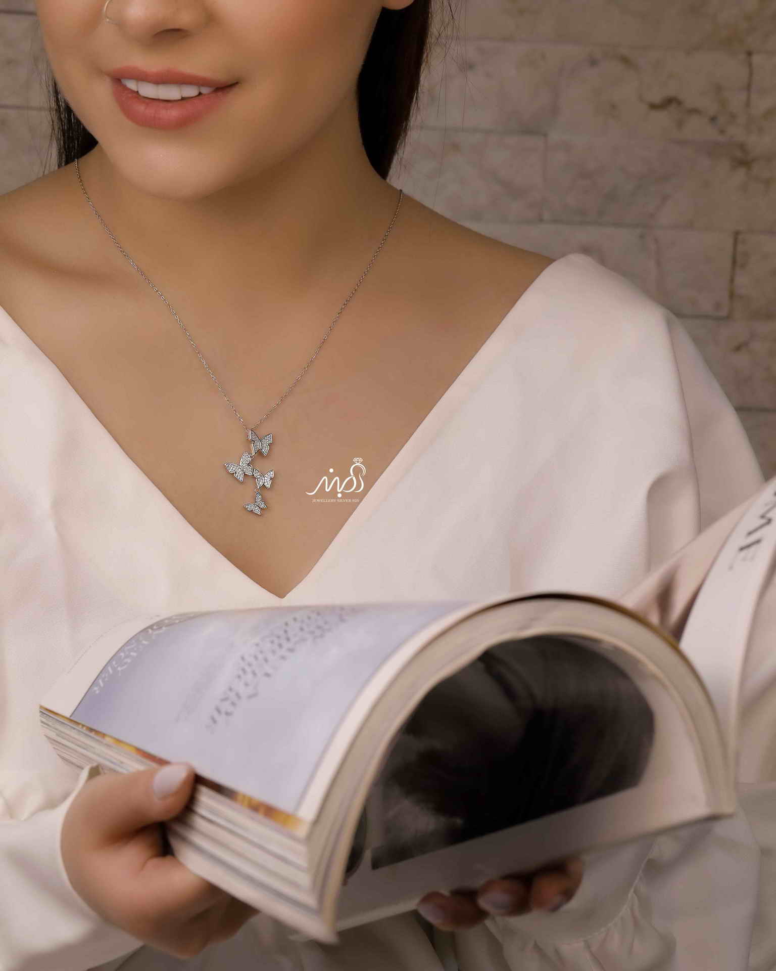 	💍گردنبند پروانه خاص و زیبا ، نقره عیار ۹۲۵ (G_3173)‌‌‌‌‌‌