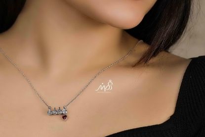 💍گردنبند LOVE با آویز قلب یاقوتی ، نقره عیار ۹۲۵ (G_3185)‌‌‌‌‌‌