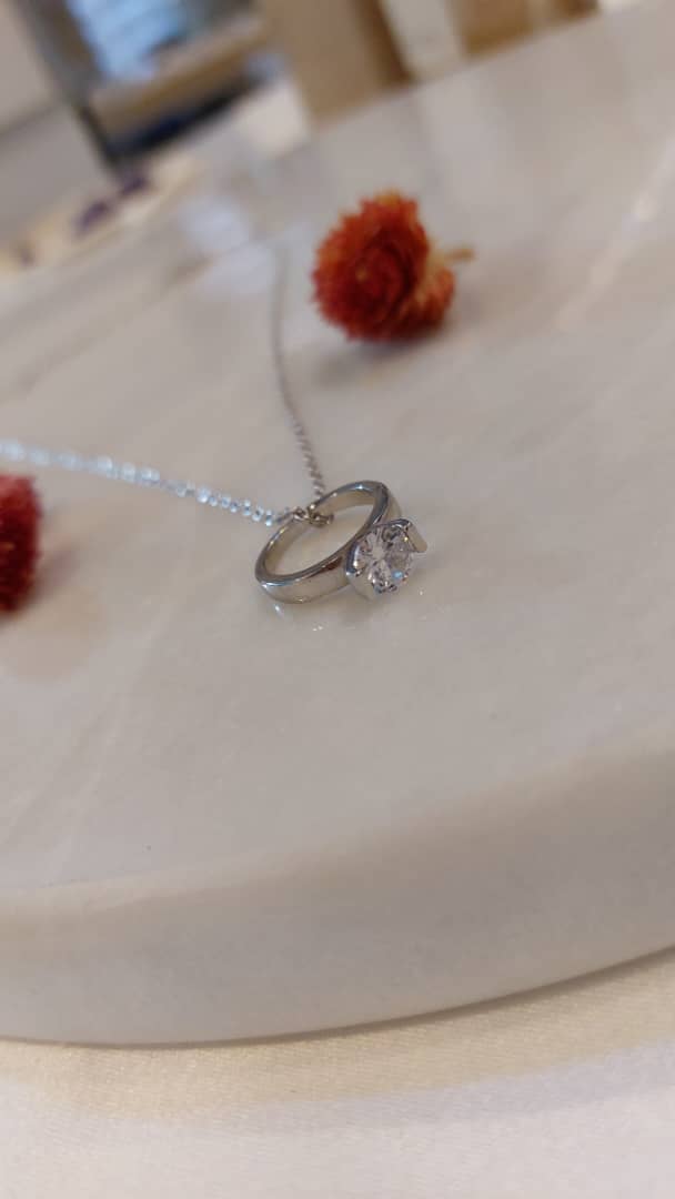 💍گردنبند حلقه خاص و زیبا نقره عیار ۹۲۵ (G_3099)