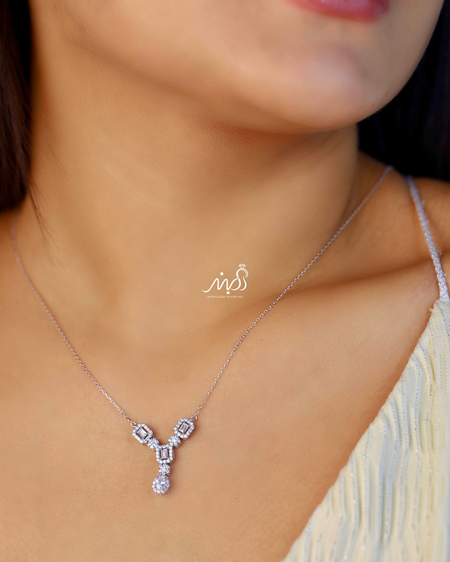 💍گردنبند جواهري خاص و زیبا ، نقره عیار ۹۲۵ (G_3218)‌‌‌‌‌‌
