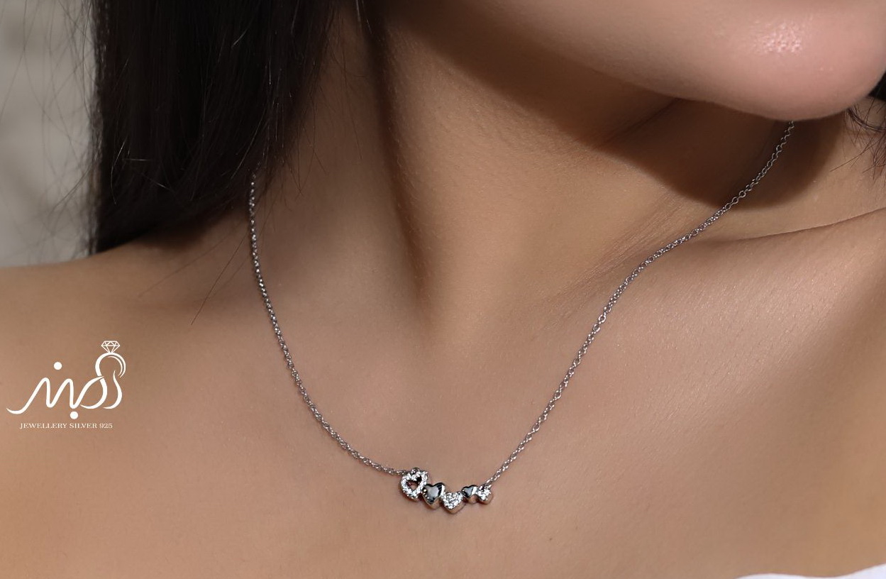 💍گردنبند جواهري قلبها خاص و زیبا ، نقره عیار ۹۲۵ (G_3213)‌‌‌‌‌‌