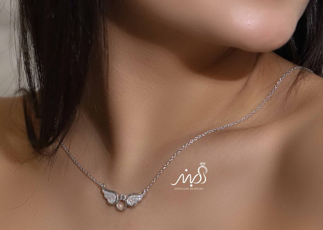 💍گردنبند جواهري حلقه بالدار خاص و زیبا ، نقره عیار ۹۲۵ (G_3212)‌‌‌‌‌‌